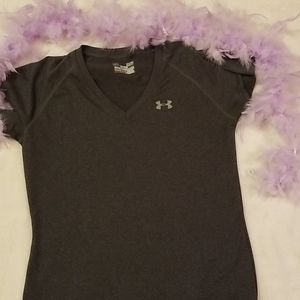 Women's Gray V-Neck Under Armour Shirt Small